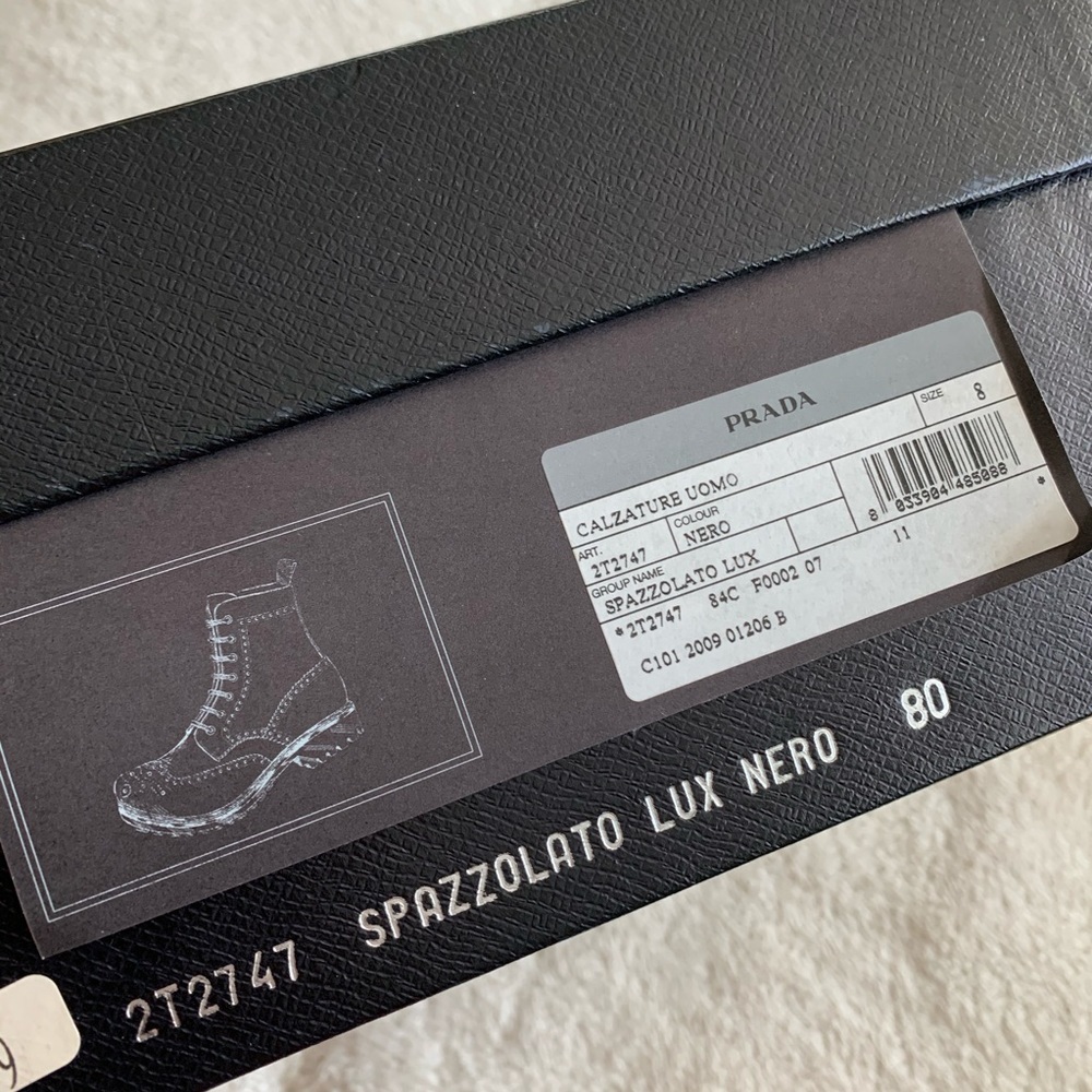 NIB Authentic Prada Leather Wingtip Combat Boots​ - Picture 10 of 10